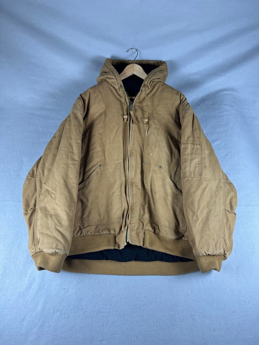 Vintage Old Mill Duck Canvas Jacket Mens 2XL Brown Hooded Fleece Lined Heavy